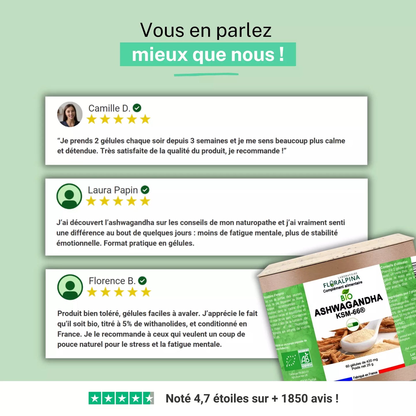 Achat Ashwagandha Bio Extrait 5% Withanolides - KSM-66®