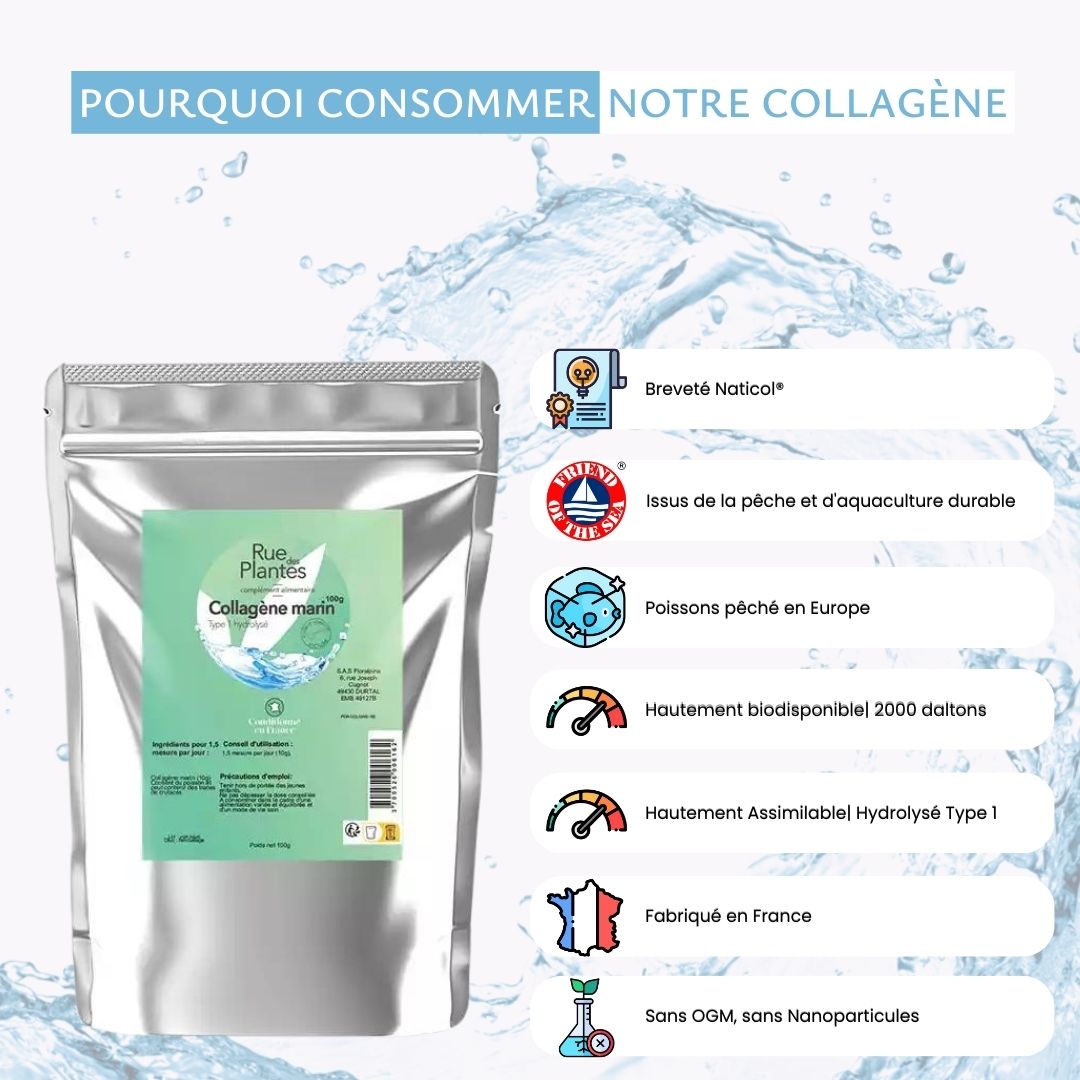 Collagène marin de type 1 hydrolysé 100% naturel - Rue Des Plantes
