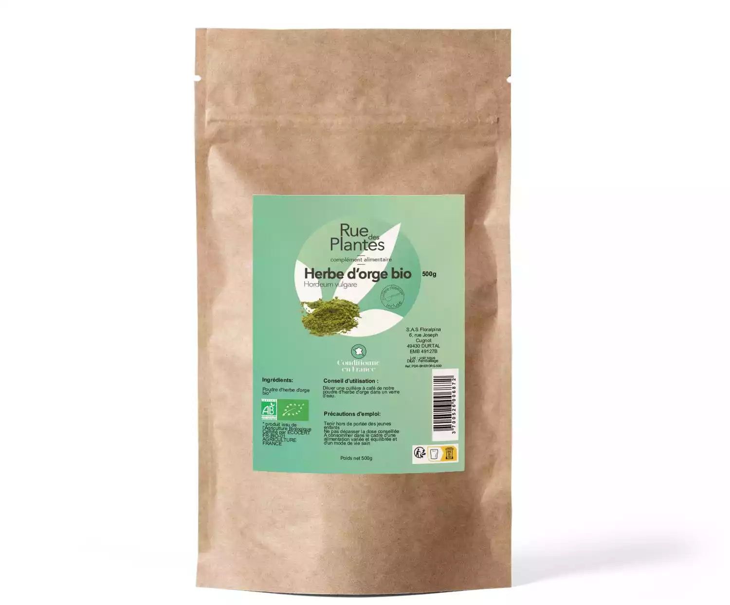 Herbe d'orge bio poudre - Rue Des Plantes